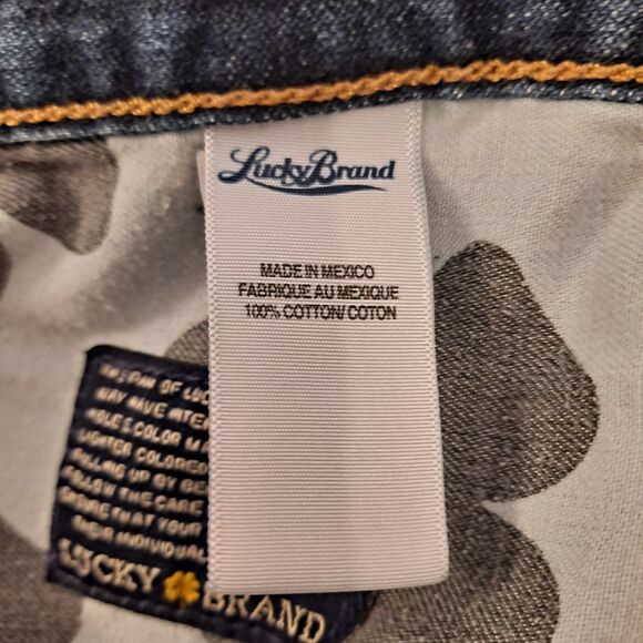 Lucky Brand 361 Mens 42×32 Vintage Straight Jeans Blue Distressed Whiskered - Picture 7 of 13